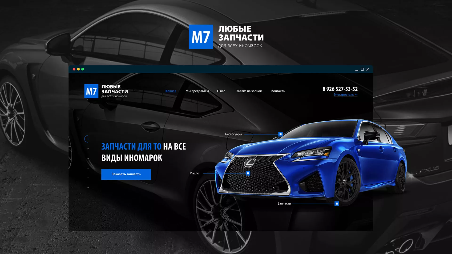 Разработка сайта магазина автозапчастей «М7» в Трёхгорном